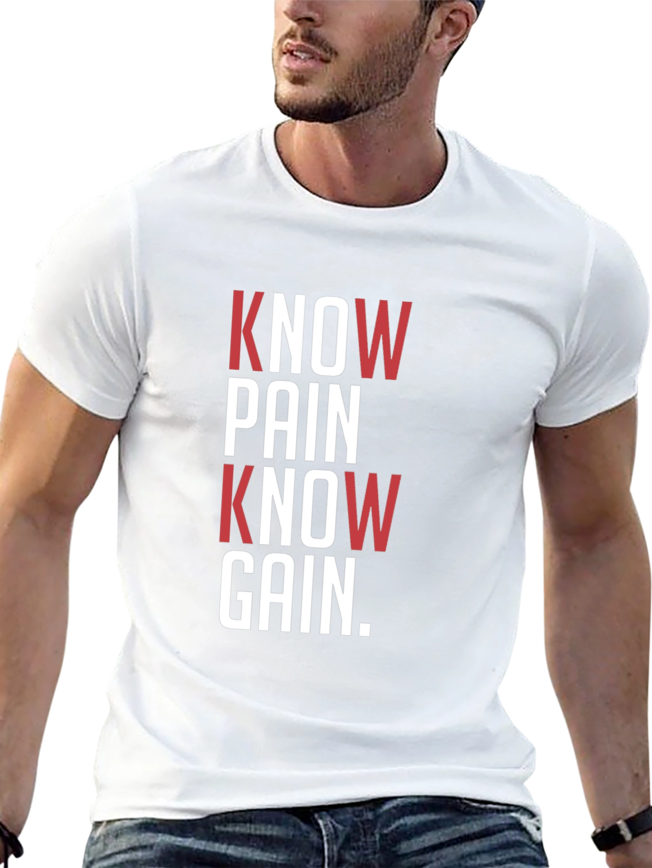 Know Pain Know Gain Black Graphic T-Shirt