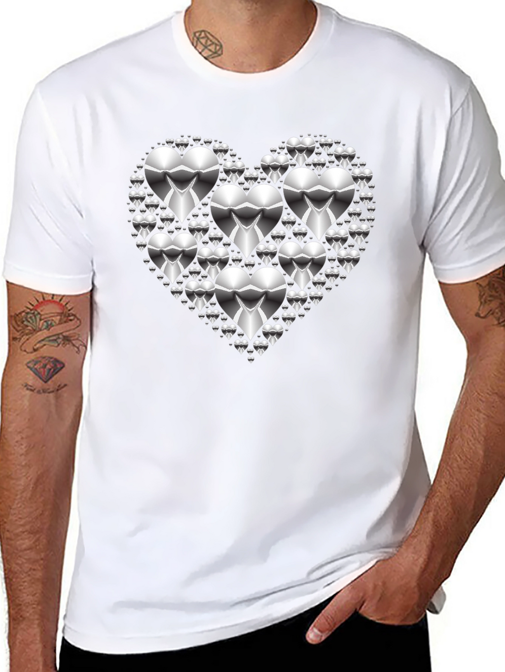 Heart of Hearts Graphic Tee - Silver Design