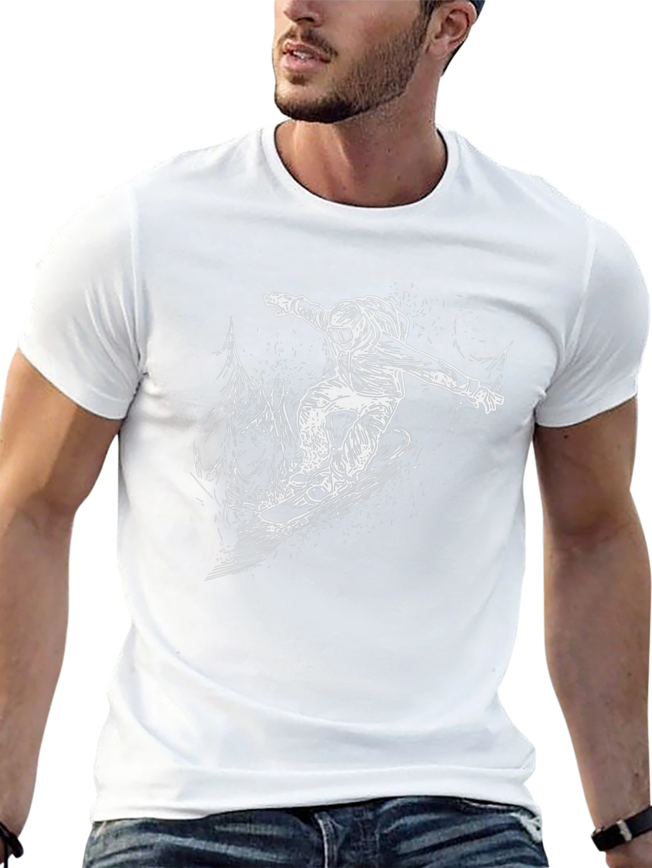 Snowboarder Graphic Tee - Black Cotton T-Shirt