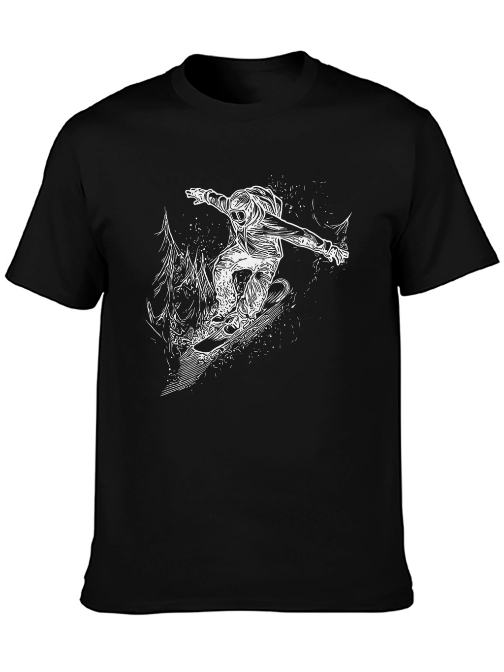 Snowboarder Graphic Tee - Black Cotton T-Shirt