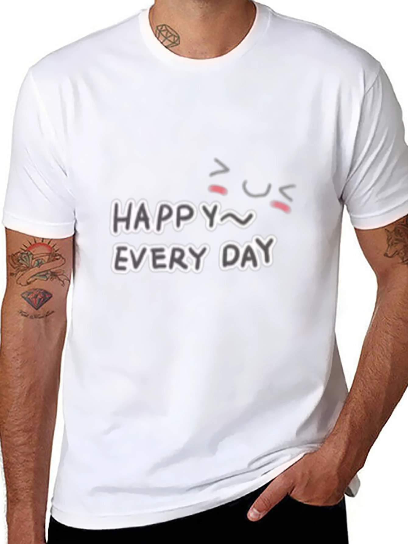 Happy Every Day Graphic Tee - Black Cotton Blend