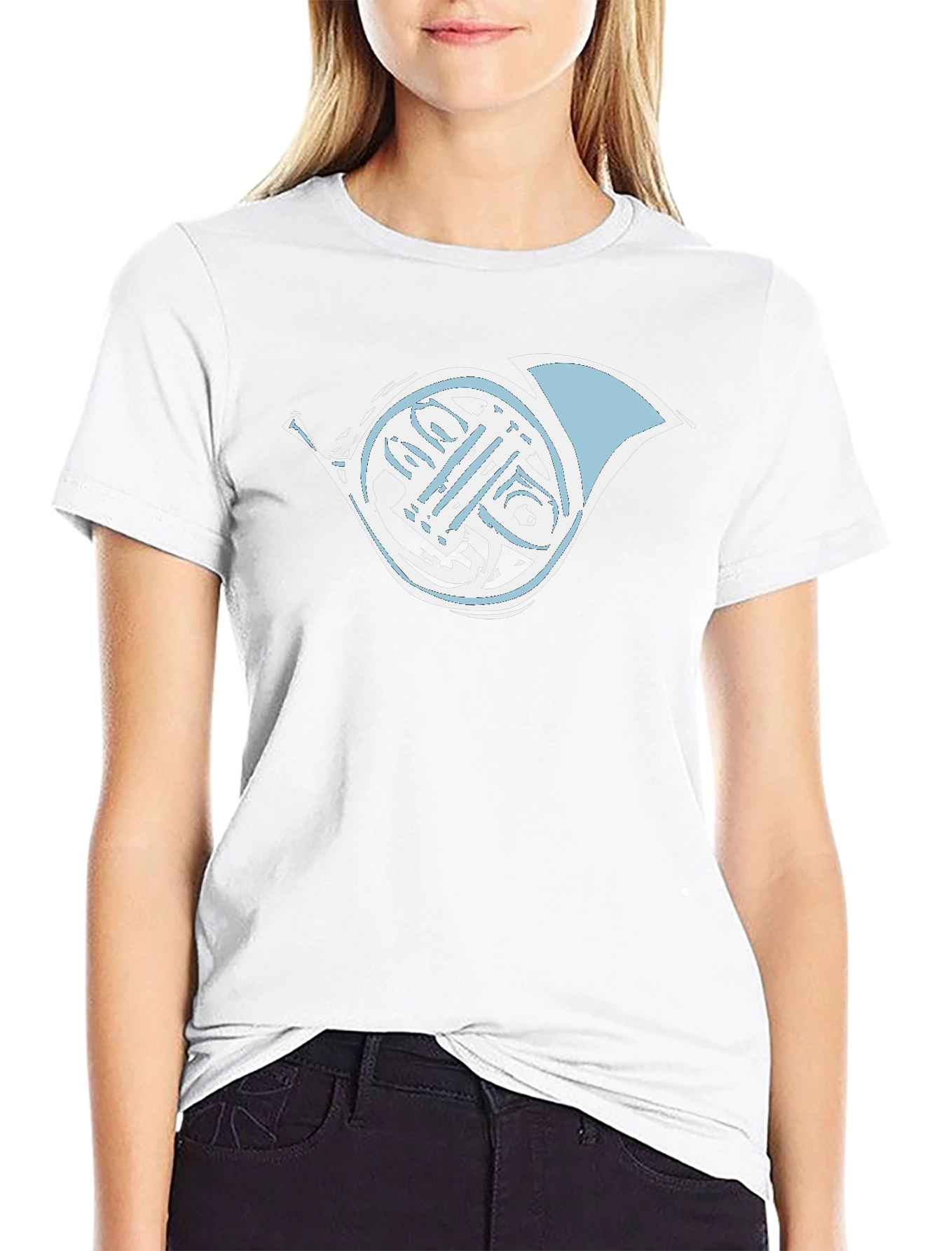 French Horn Graphic Tee - Musicians Black T-Shirt