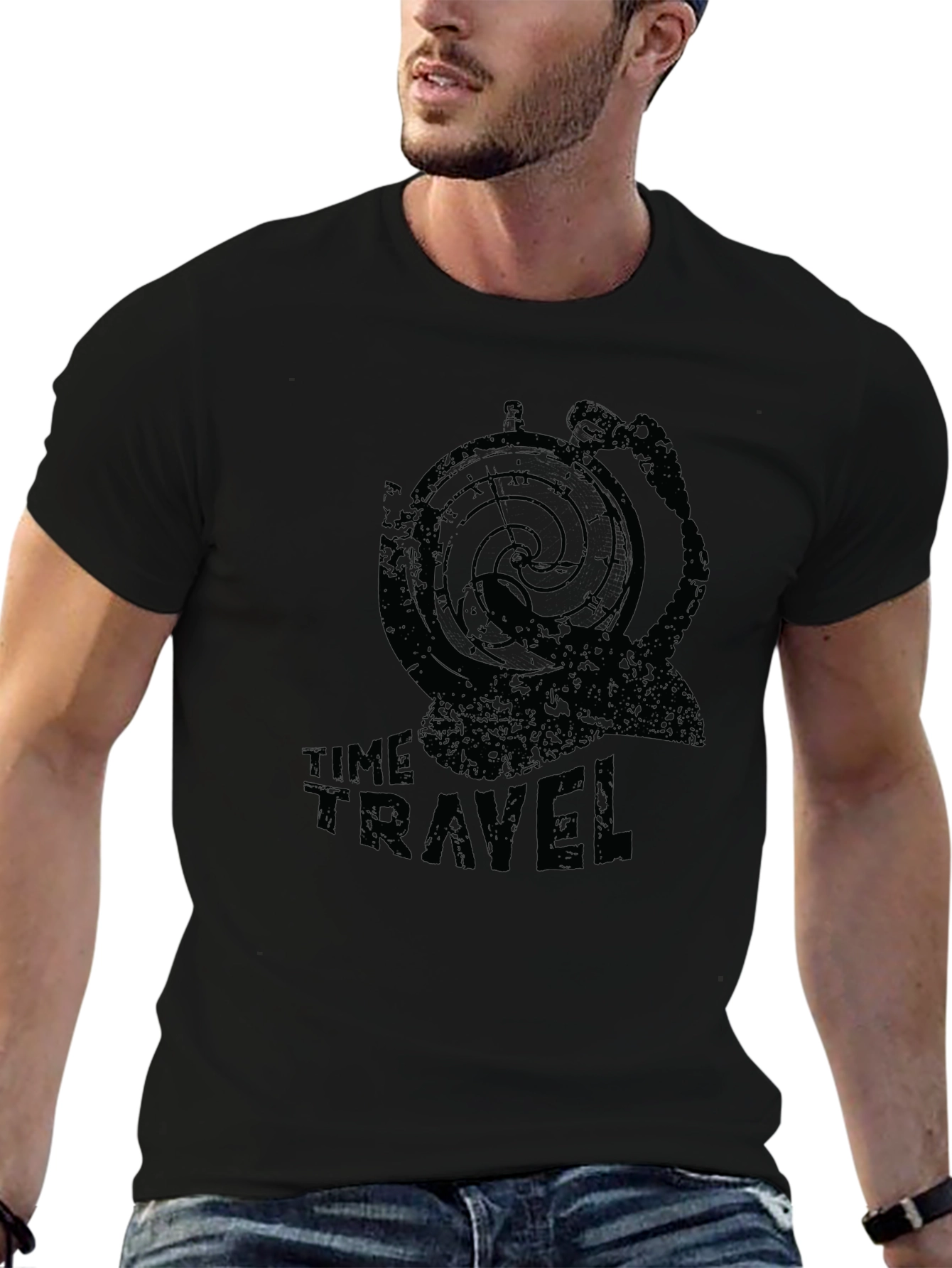 Time Travel Graphic T-Shirt - Black Cotton Tee