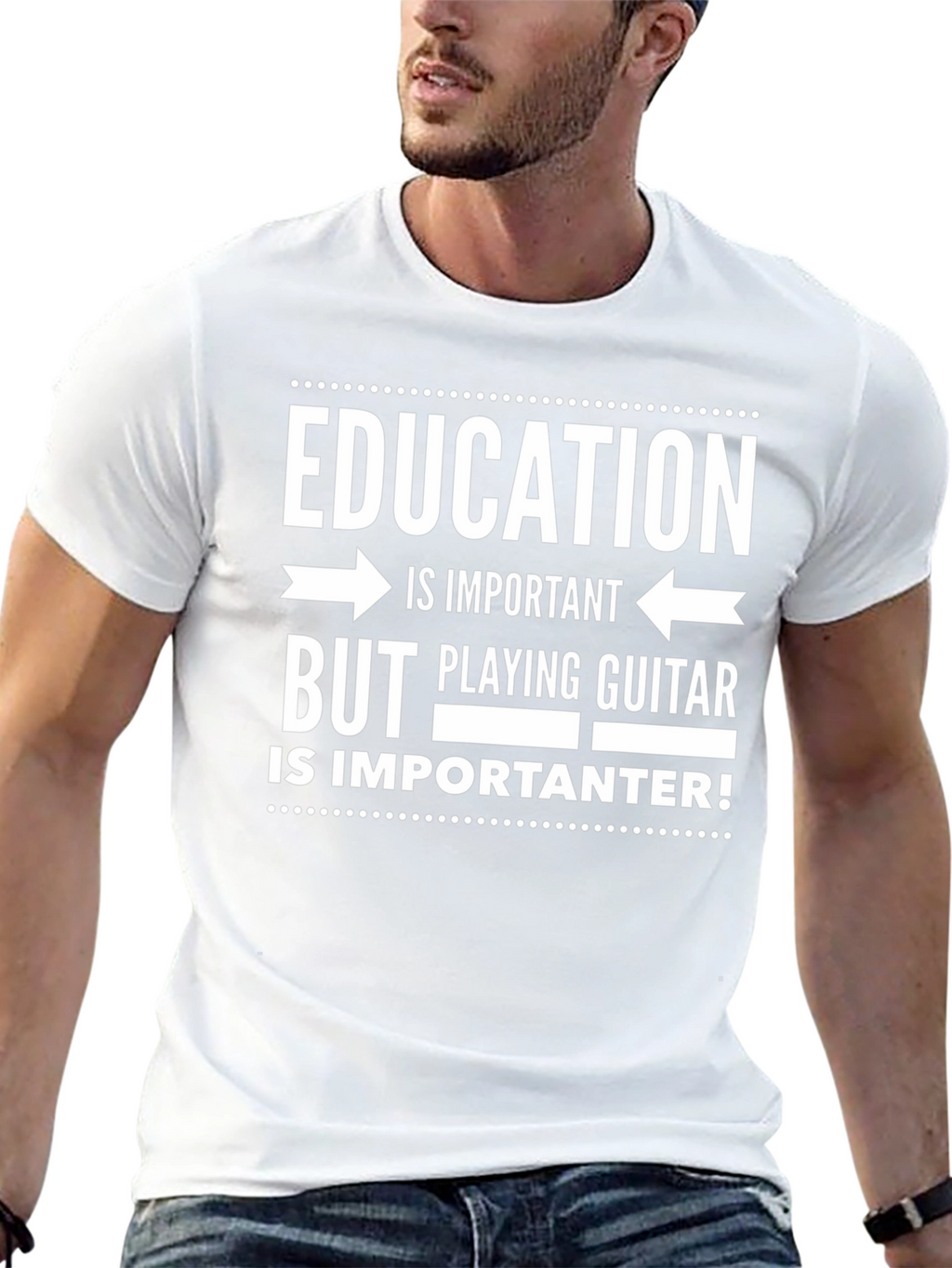 Education Important? Guitar More! Mens Graphic Tee