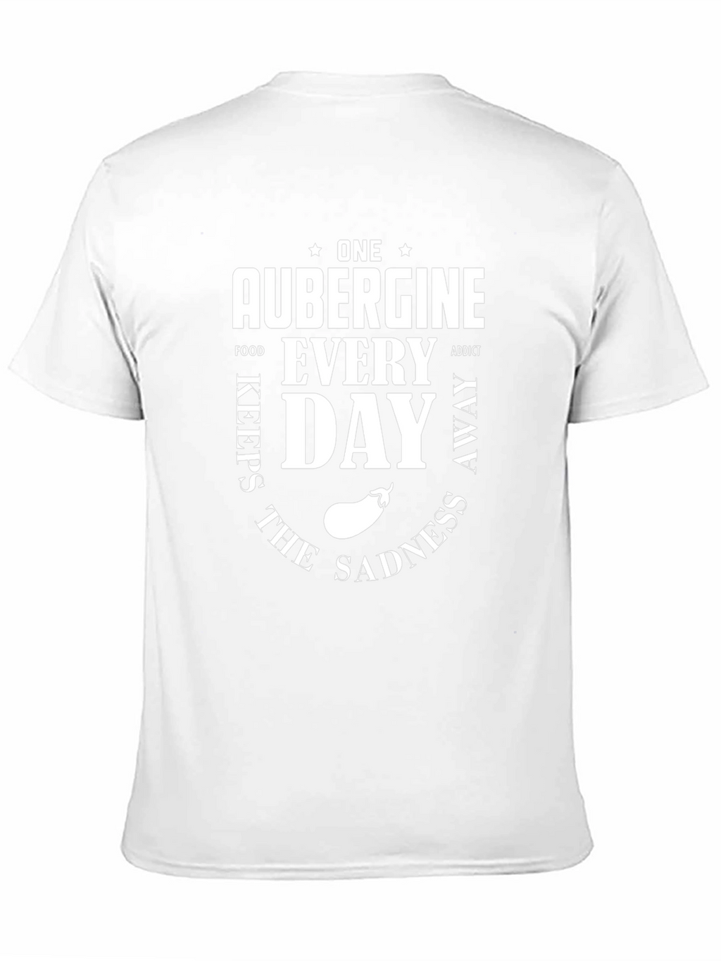 Aubergine Foodie T-Shirt: One a Day Keeps Sadness Away