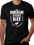 Aubergine Foodie T-Shirt: One a Day Keeps Sadness Away