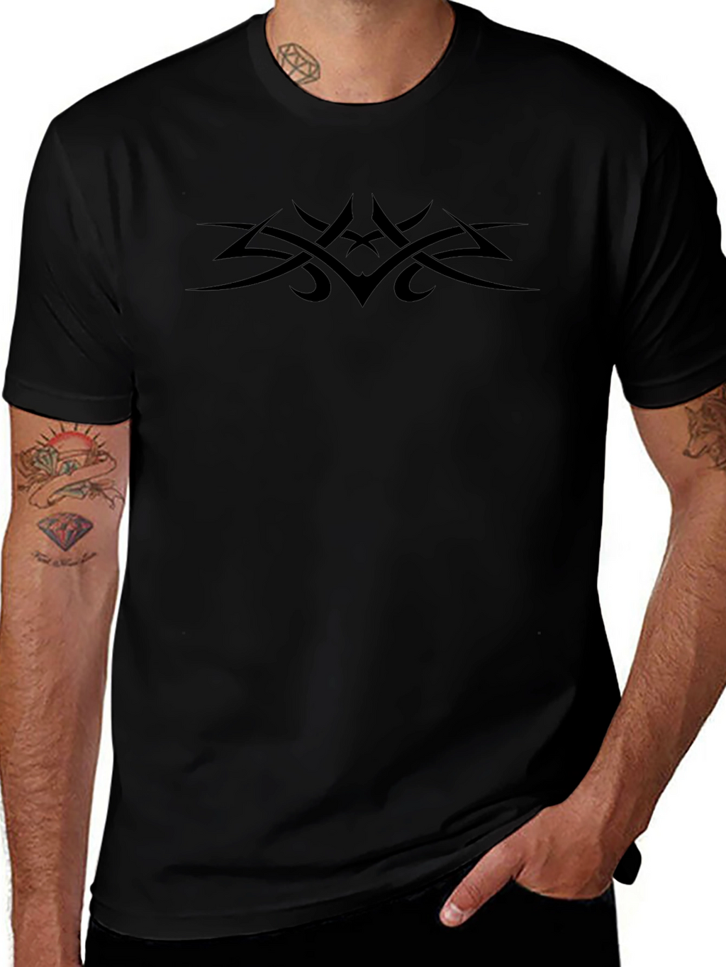 Tribal Tattoo Graphic T-Shirt - Classic Black