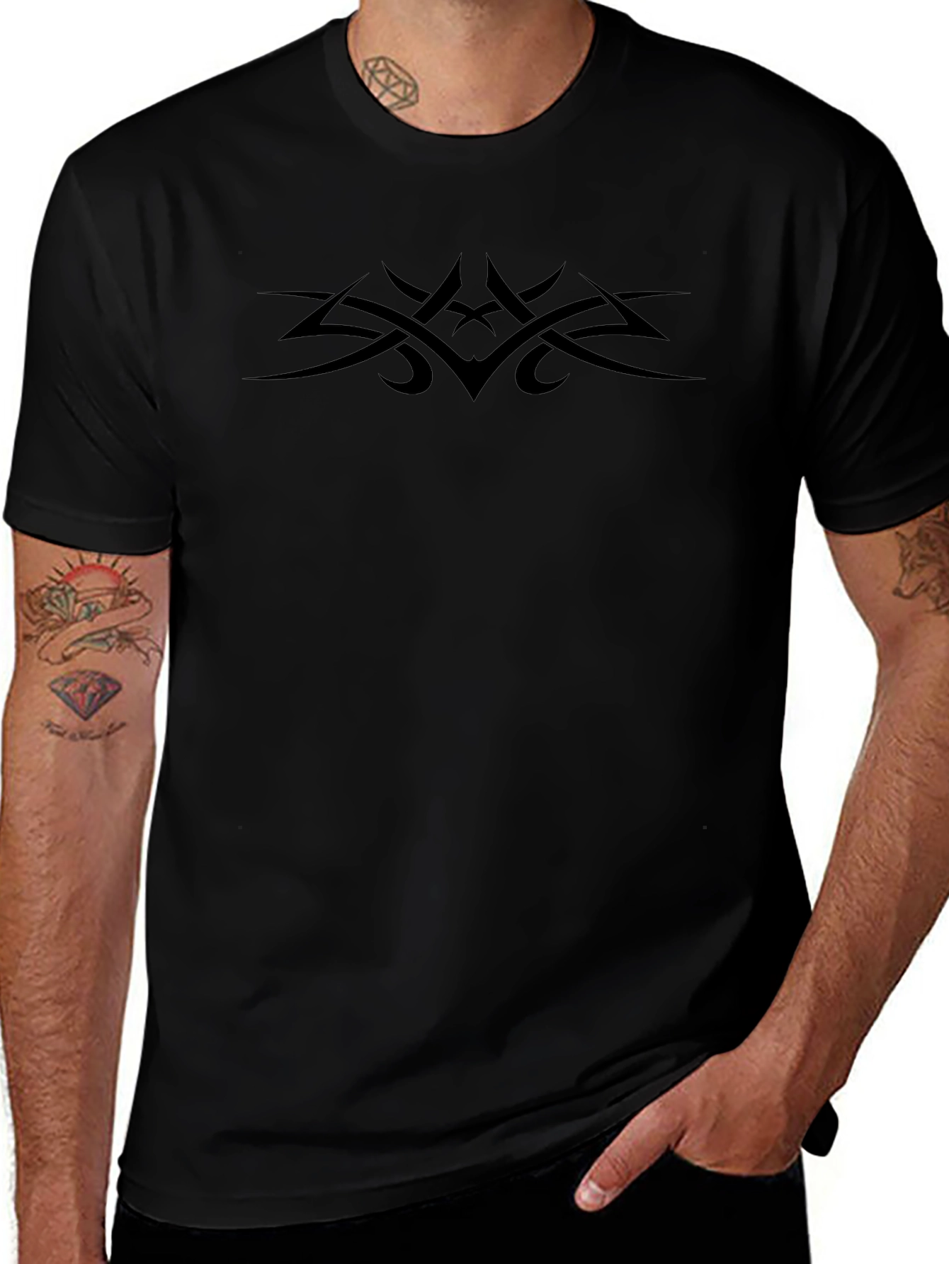 Tribal Tattoo Graphic T-Shirt - Classic Black