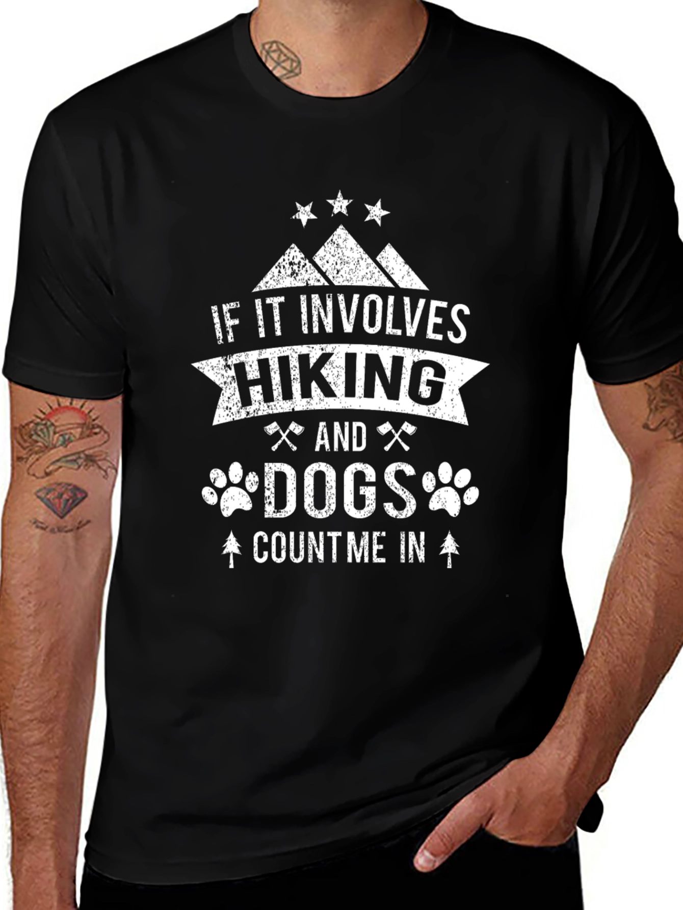 Hiking and Dogs T-Shirt - Black