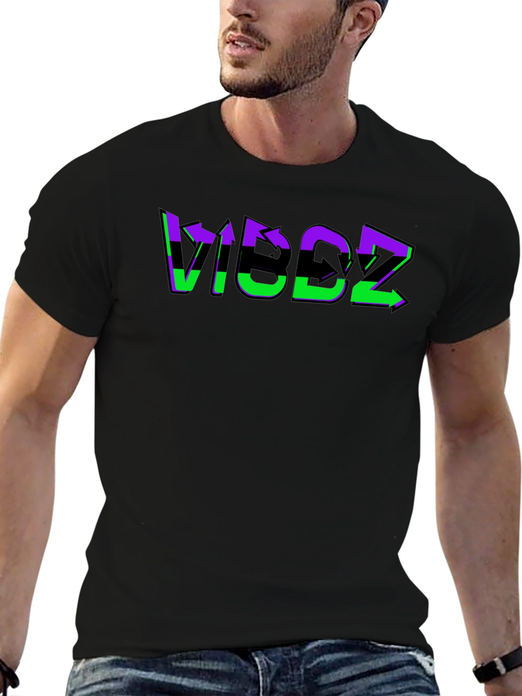 VIBDZ Graphic Print Black T-Shirt