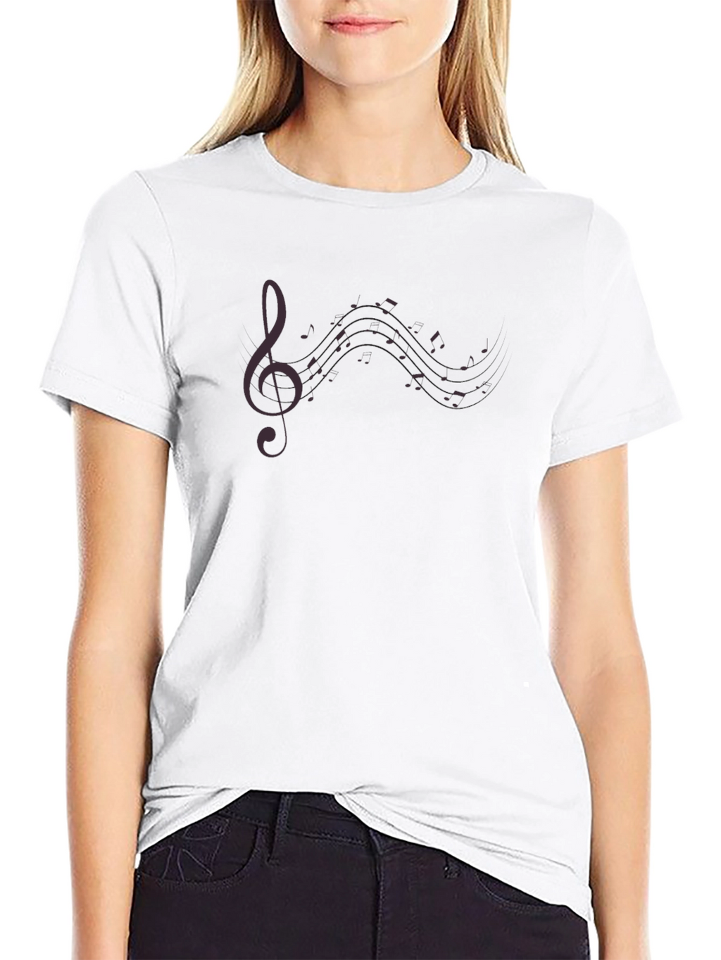 Mens Black Music Note Graphic Tee