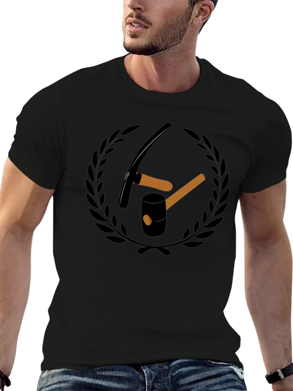 Mining Tools Graphic Tee - Black Cotton T-Shirt