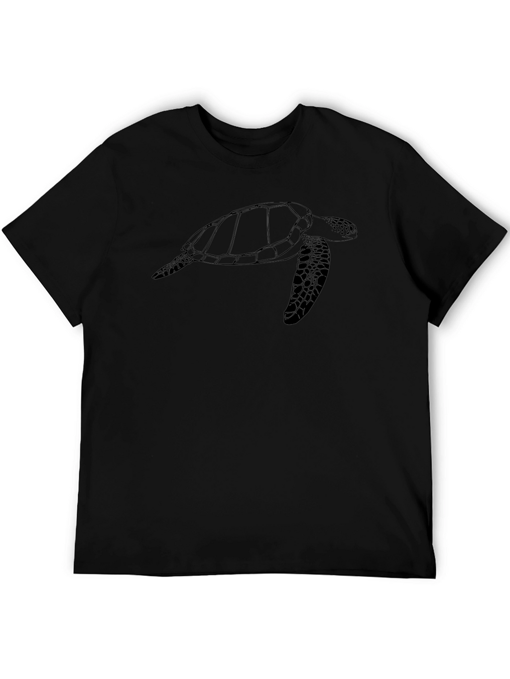 Black Turtle Outline Graphic T-Shirt