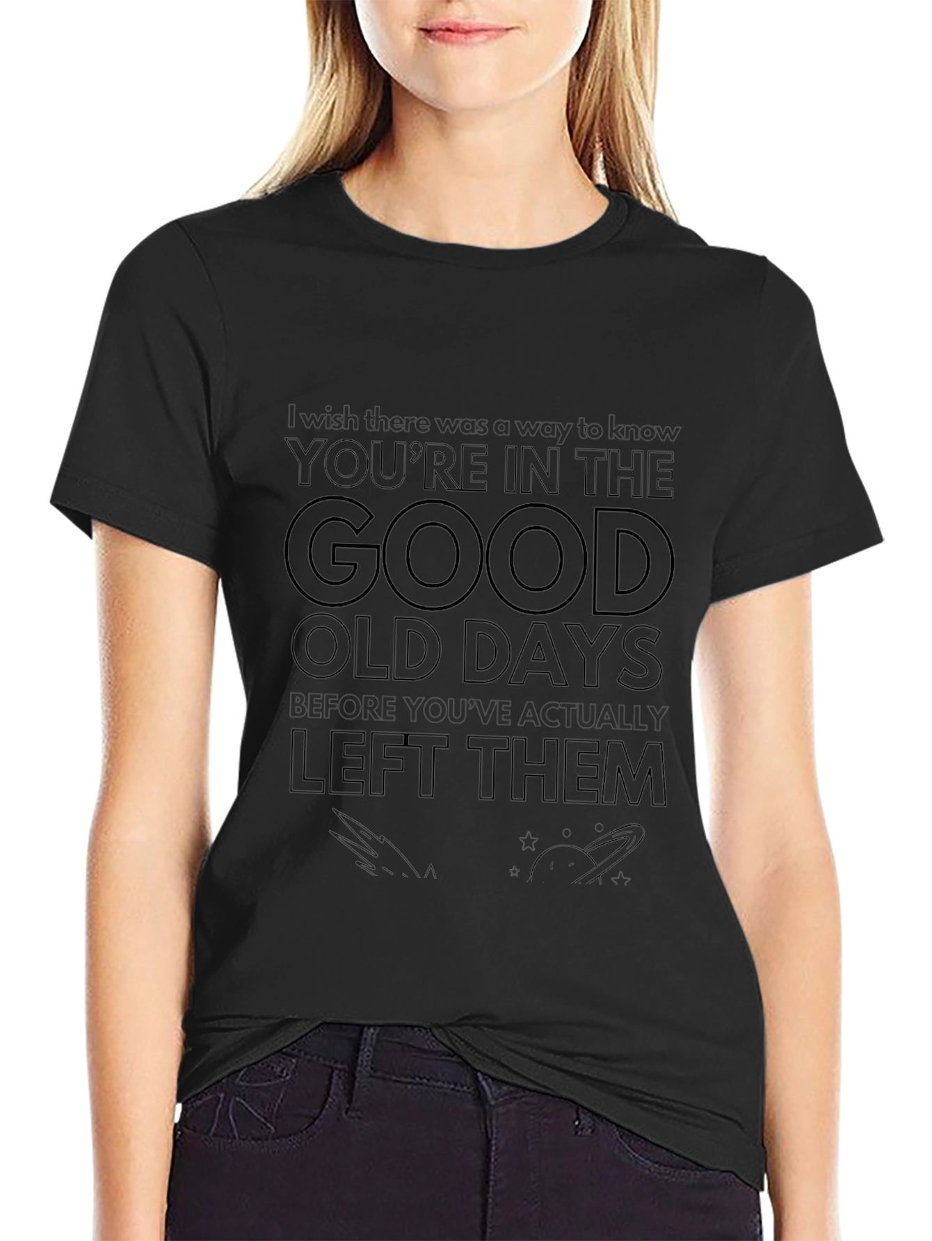 Good Old Days Graphic Tee - Black Crew Neck T-Shirt
