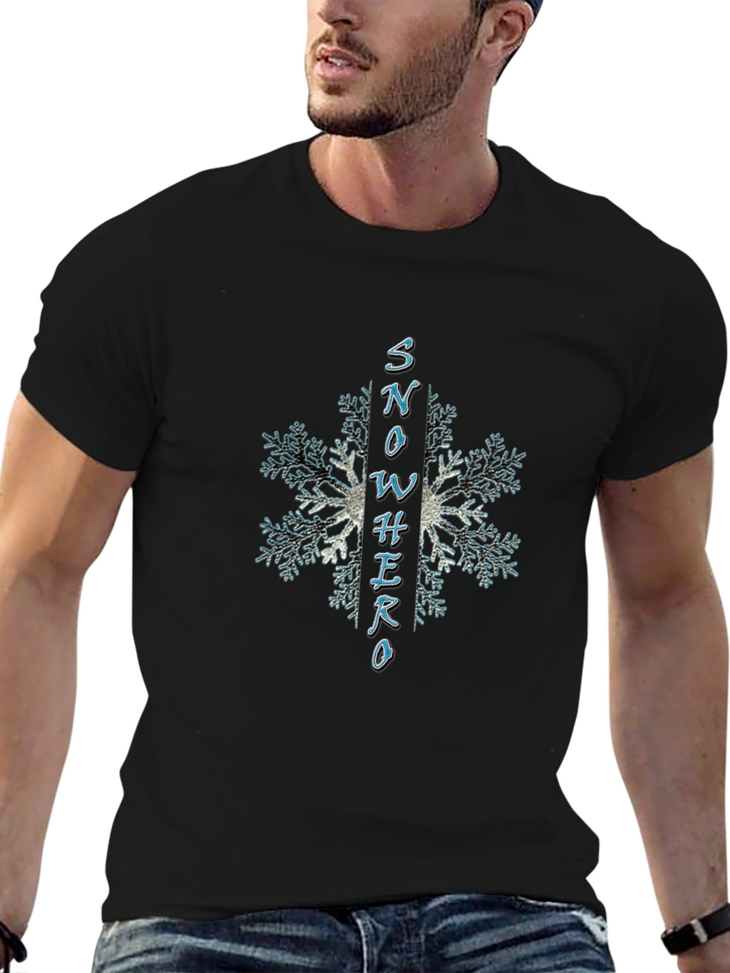 Snow Hero Graphic T-Shirt - Winter Snowflake Design