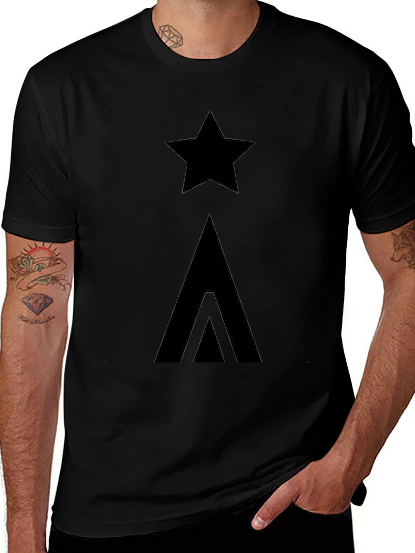 Star & Arrow Graphic Black T-Shirt