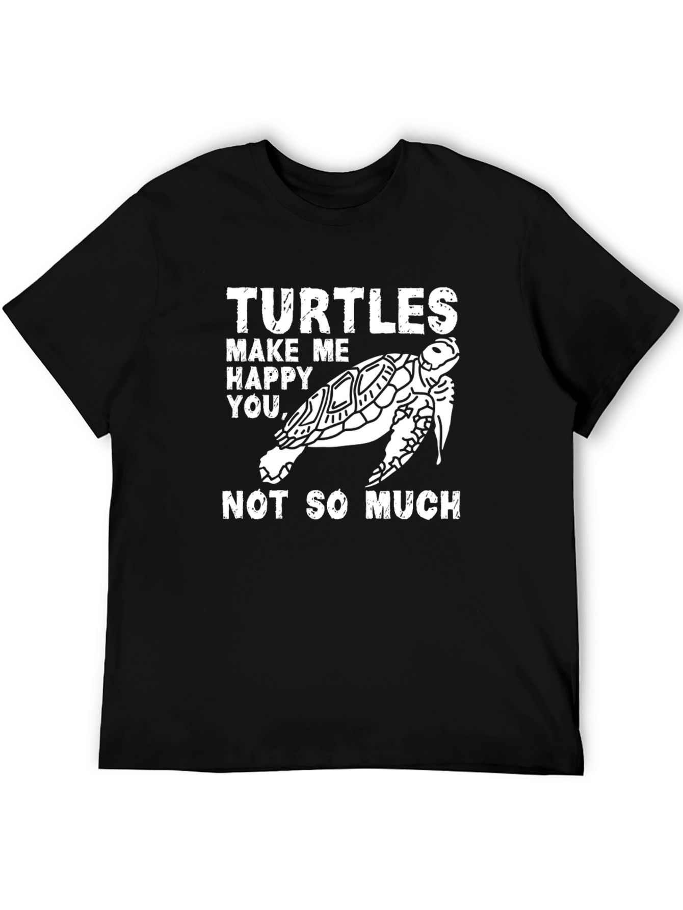 Turtle Graphic Print Crew Neck T-Shirt - Black