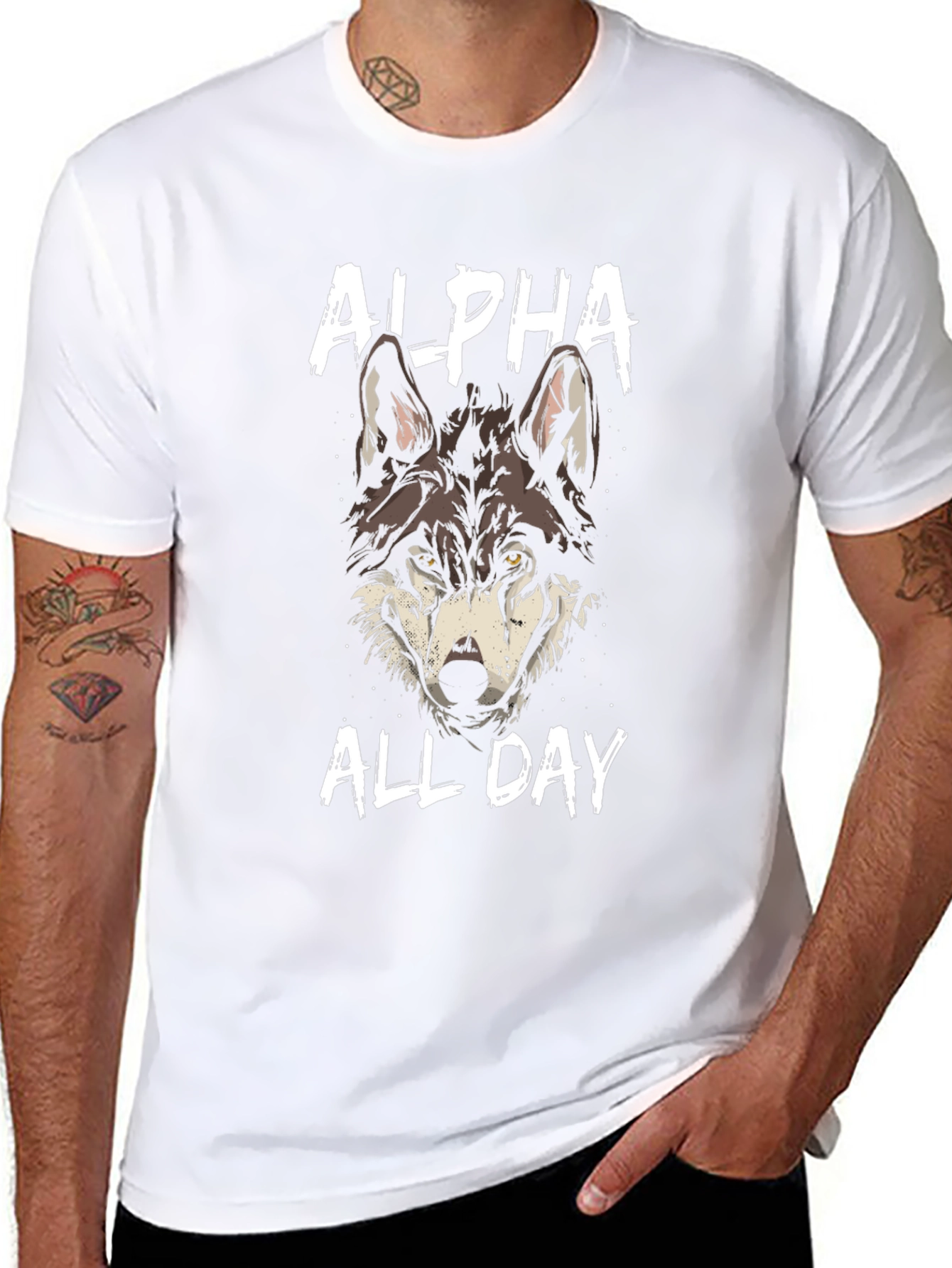 Alpha Wolf Graphic T-Shirt - Black Cotton Tee