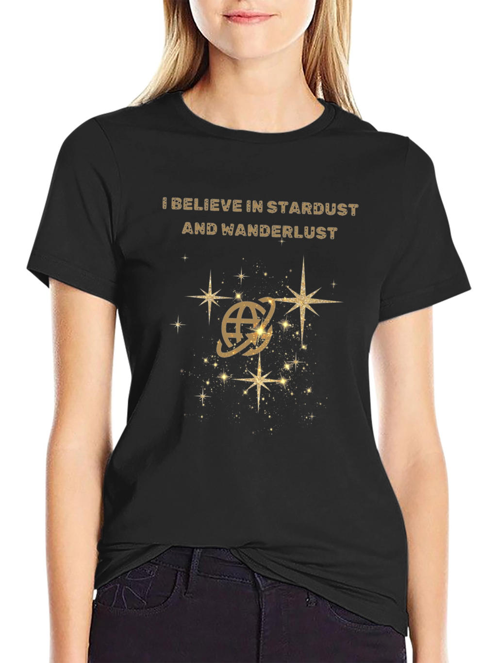 Stardust Wanderlust Graphic Tee - Premium Black T-Shirt