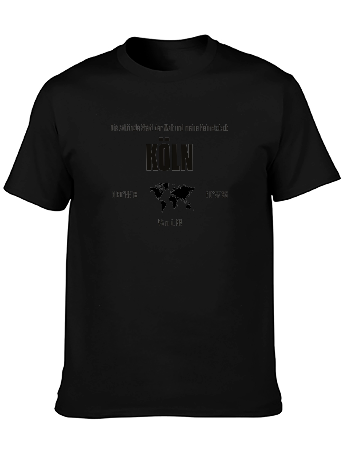 Cologne World Map Black T-Shirt - City Pride Apparel
