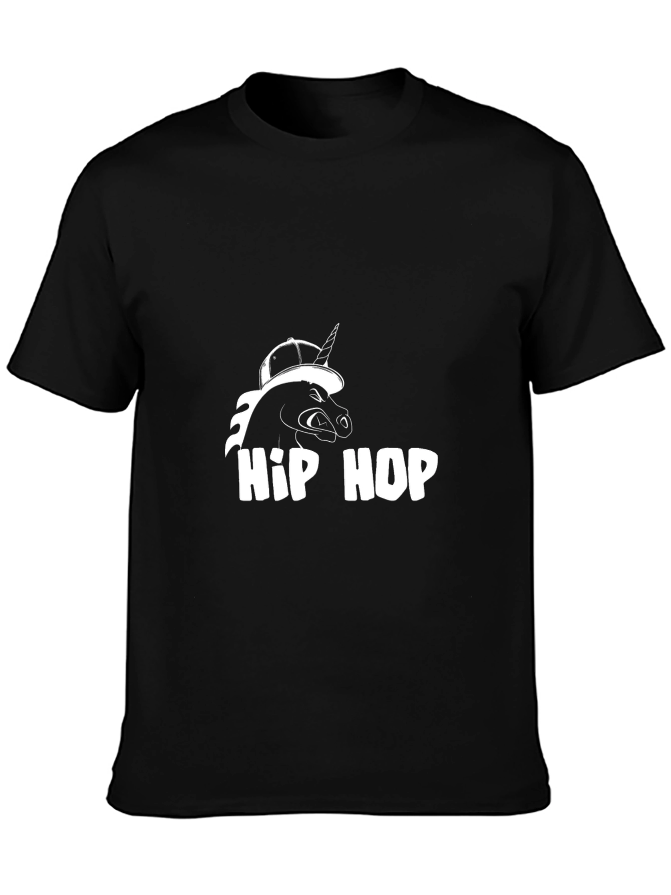 Hip Hop Unicorn Black Cotton Graphic T-Shirt