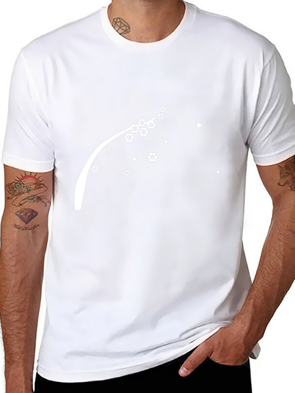 Mens Black Graphic Tee - Floral Comet Design