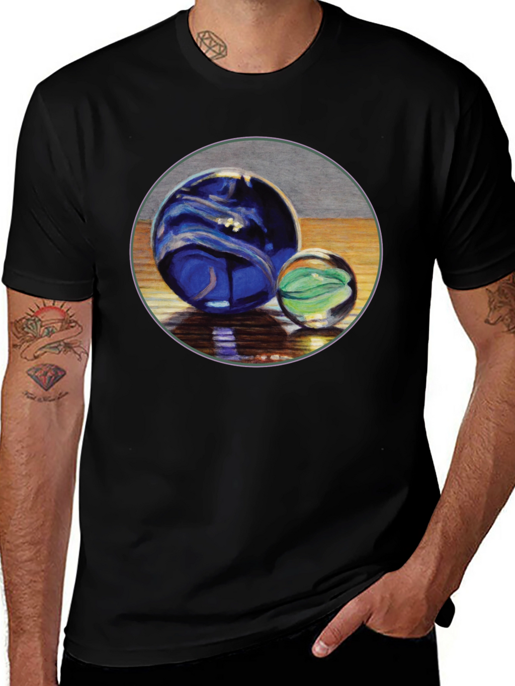 Two Marble Sphere Graphic Print Tee