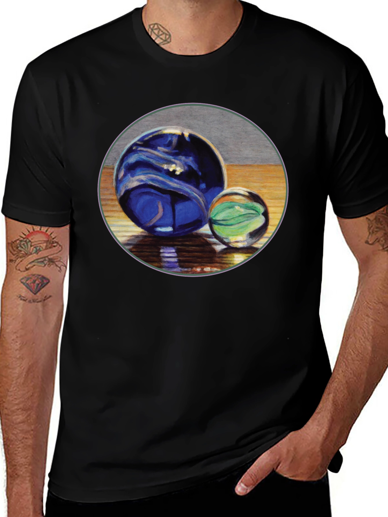 Two Marble Sphere Graphic Print Tee