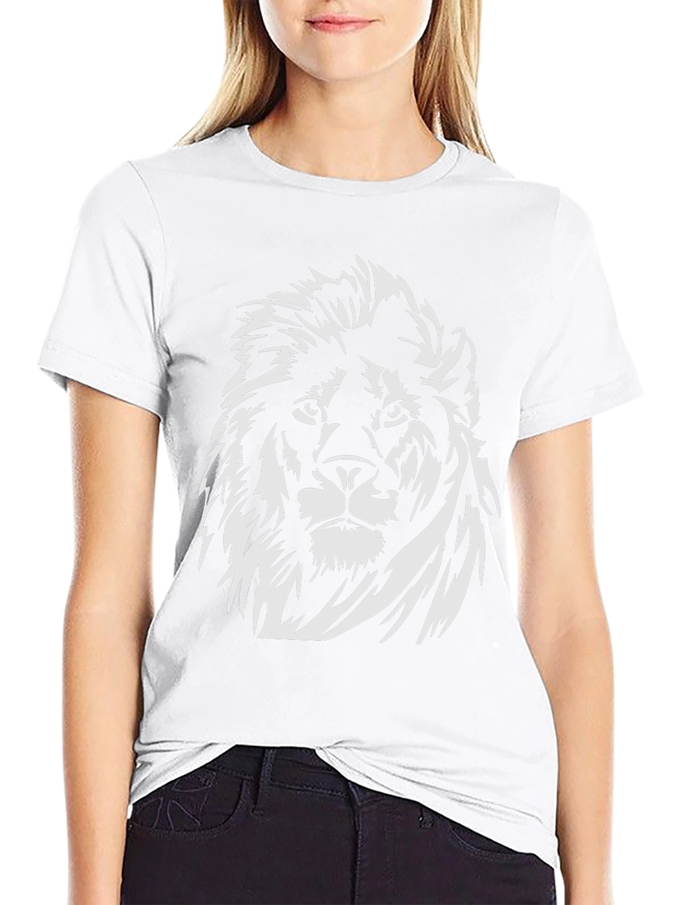 Lion Graphic Tee - Black Cotton Crew Neck T-Shirt