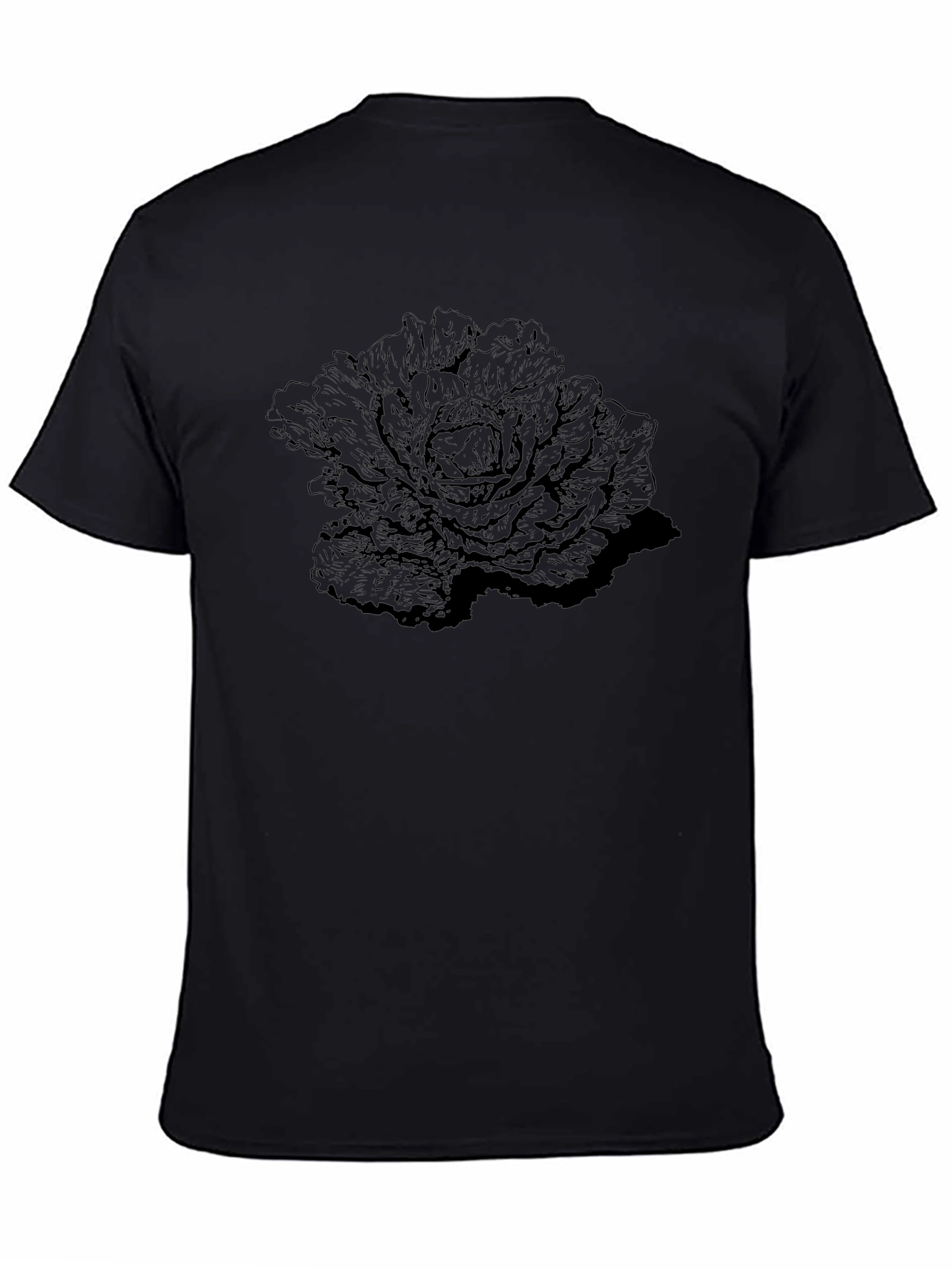 Unique Cabbage Graphic Black T-Shirt