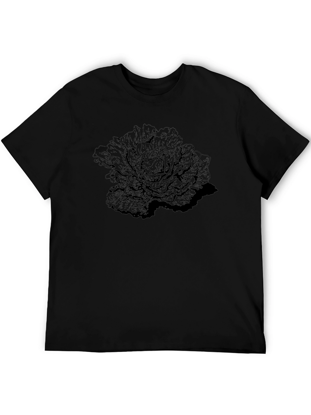 Unique Cabbage Graphic Black T-Shirt
