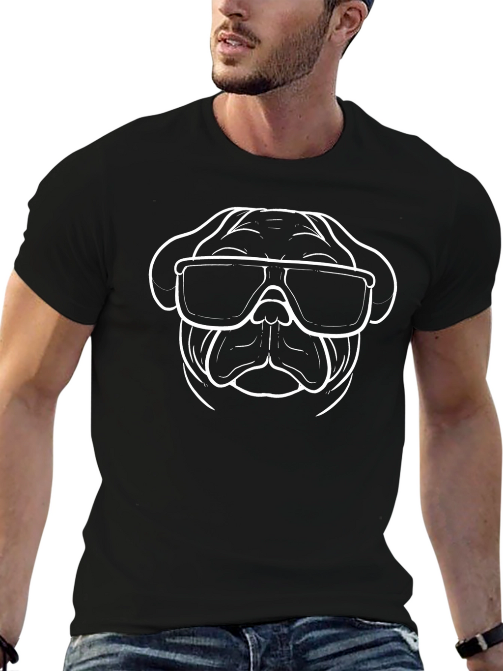 Cool Pug Graphic Tee - Black Cotton T-Shirt