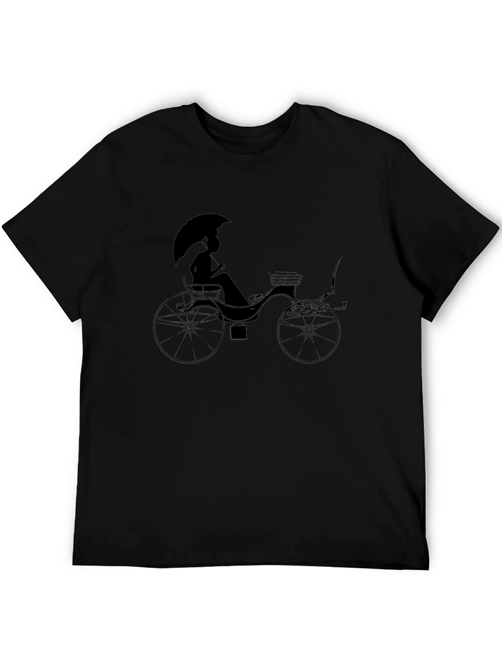 Stylish Black T-Shirt with Carriage Print