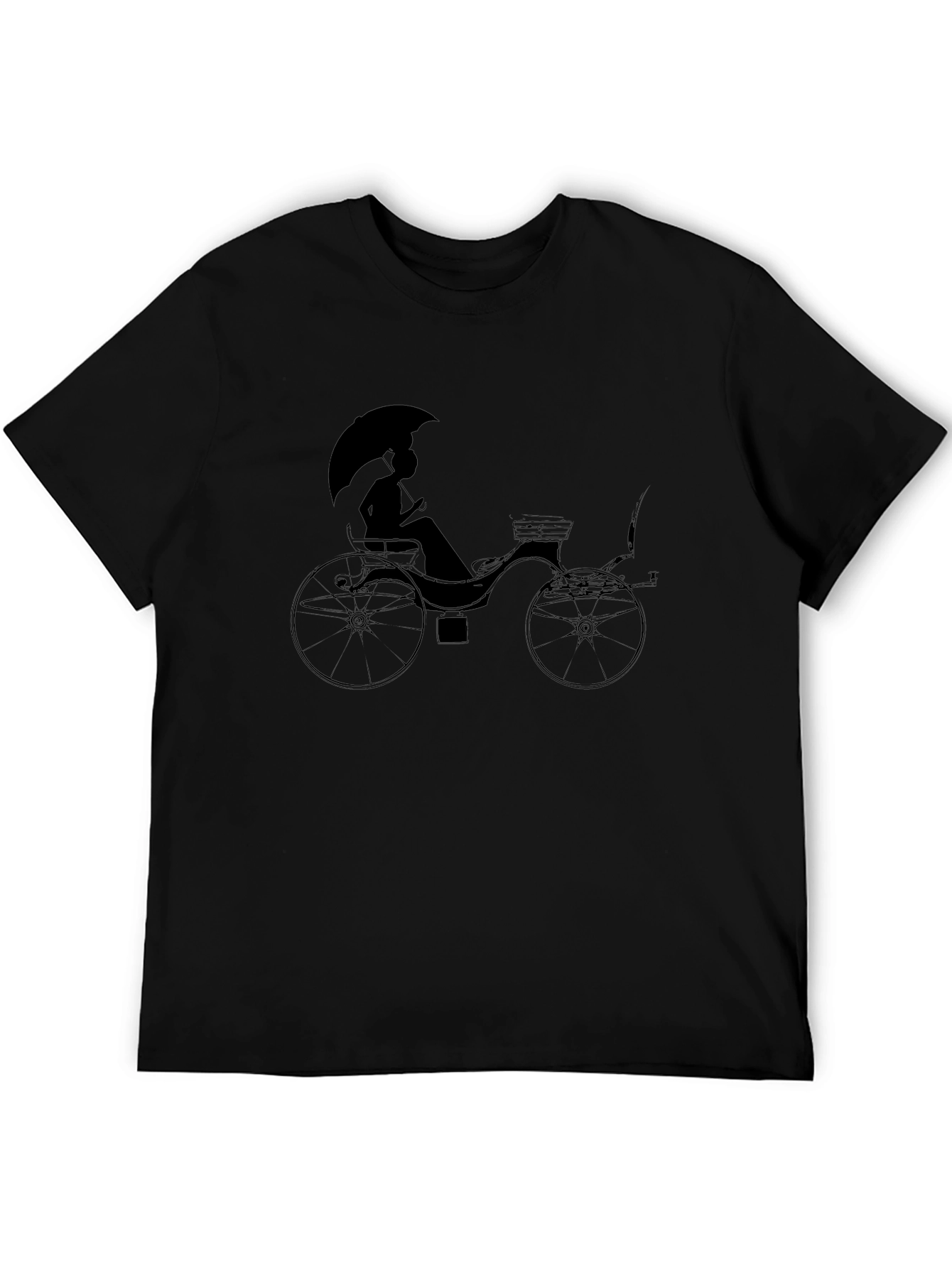 Stylish Black T-Shirt with Carriage Print