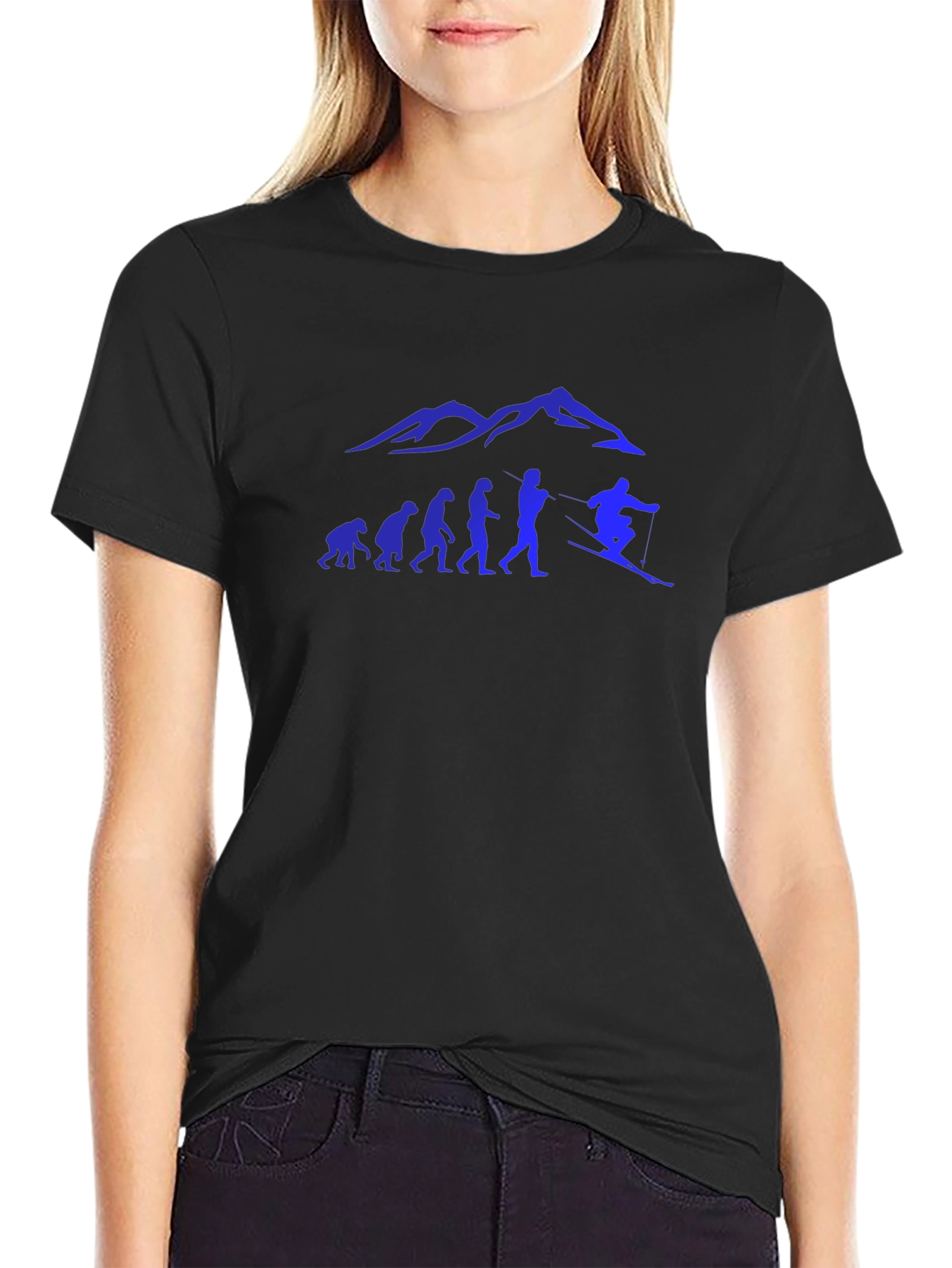 Skiing Evolution Graphic Tee - Black