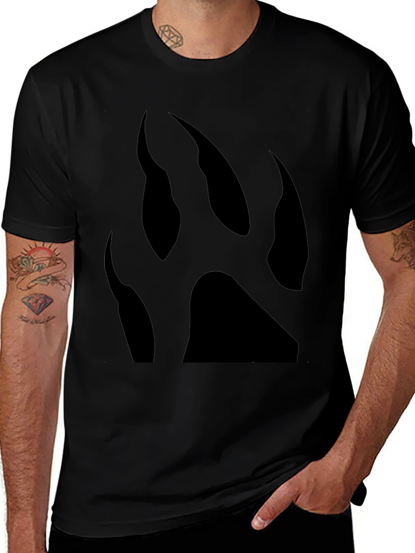 Black T-Shirt with Bear Claw Print
