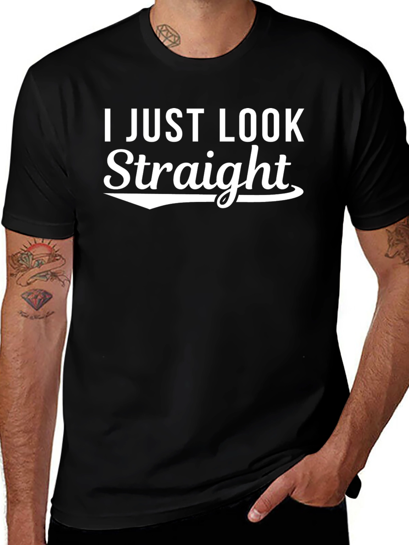 I Just Look Straight Graphic Tee - Soft Cotton Blend