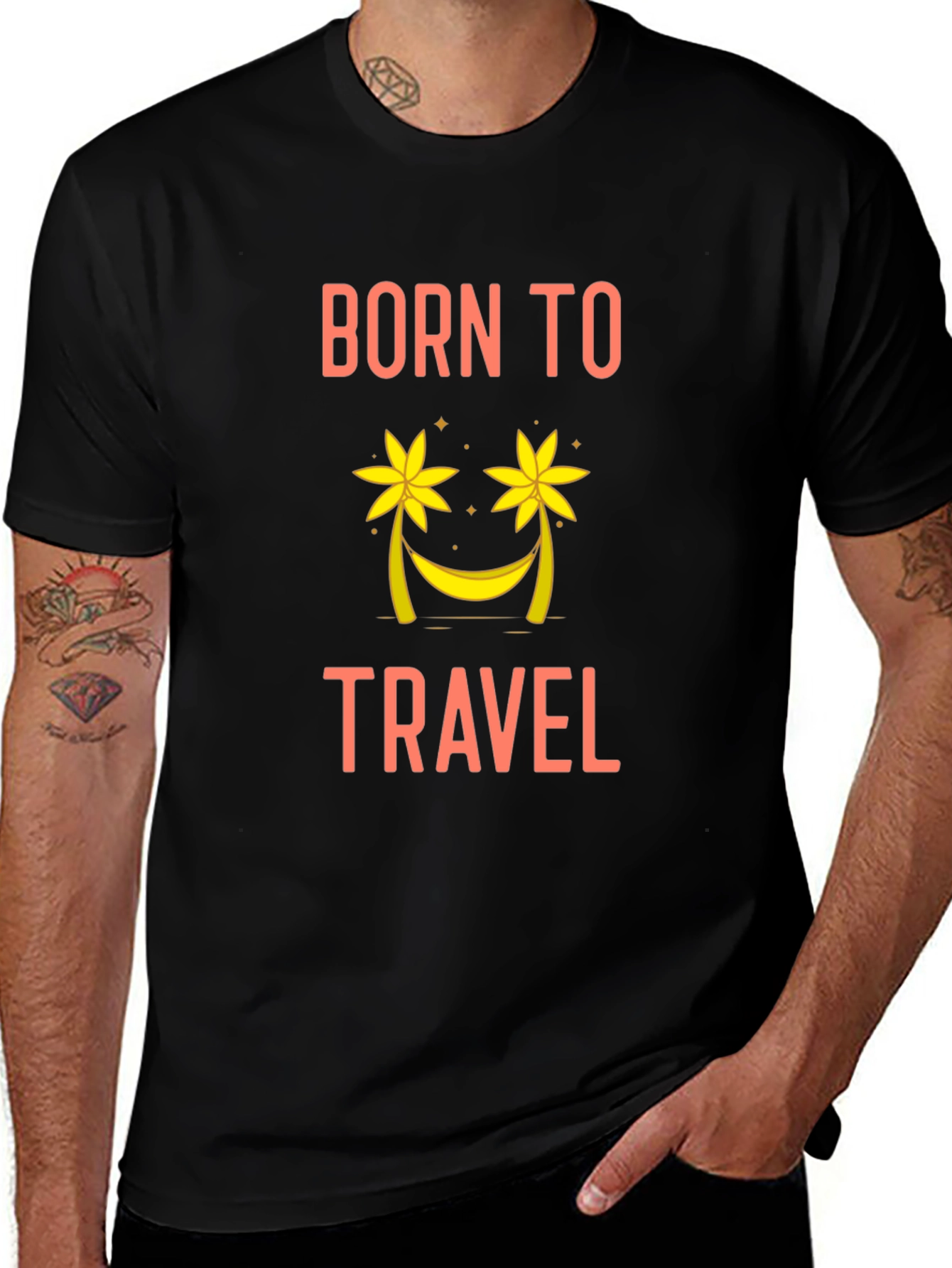 Born to Travel Graphic Tee - Black Casual T-Shirt