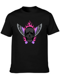 Skull with Wings and Dice Graphic T-Shirt