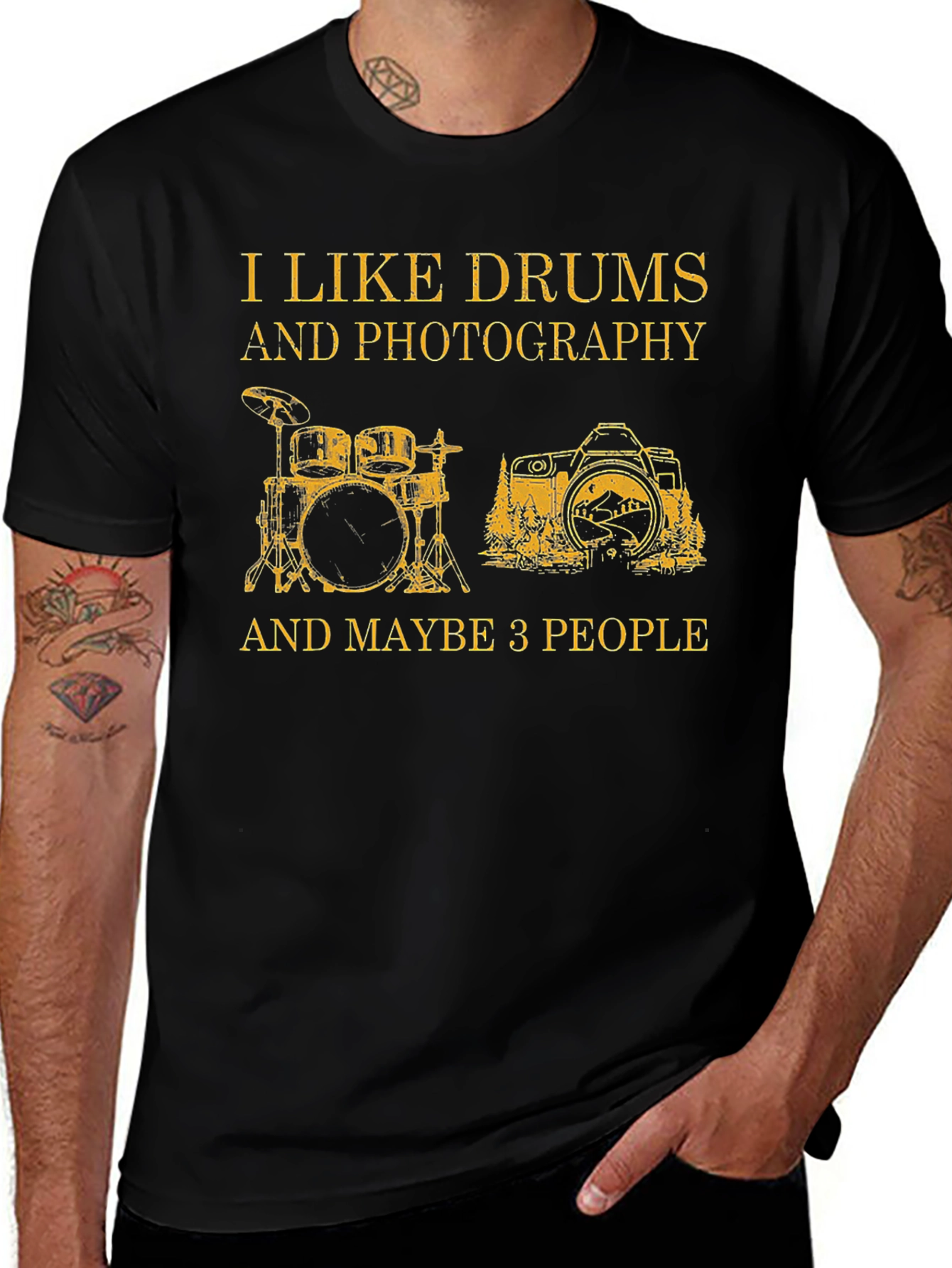 Drums & Photography Graphic T-Shirt