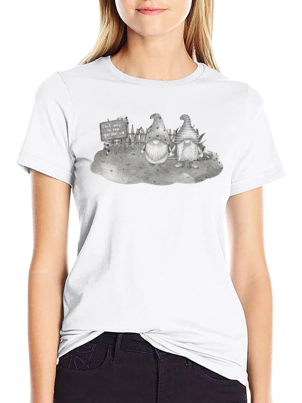 Gnome Garden T-Shirt - Whimsical Black Tee