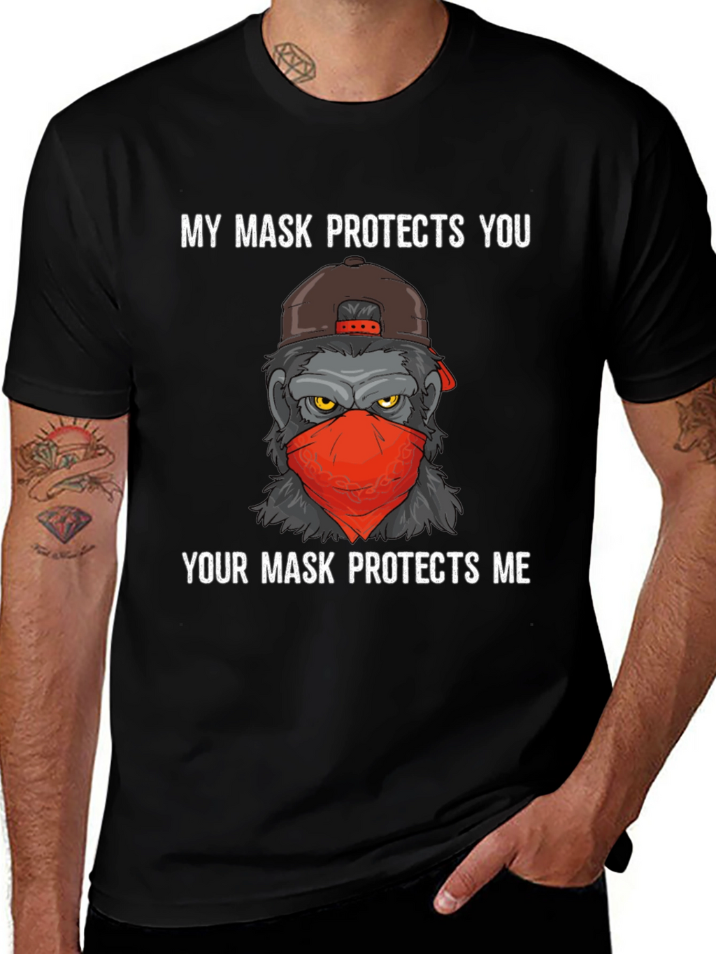 Mask Protects Gorilla T-Shirt - Fashionable and Statement