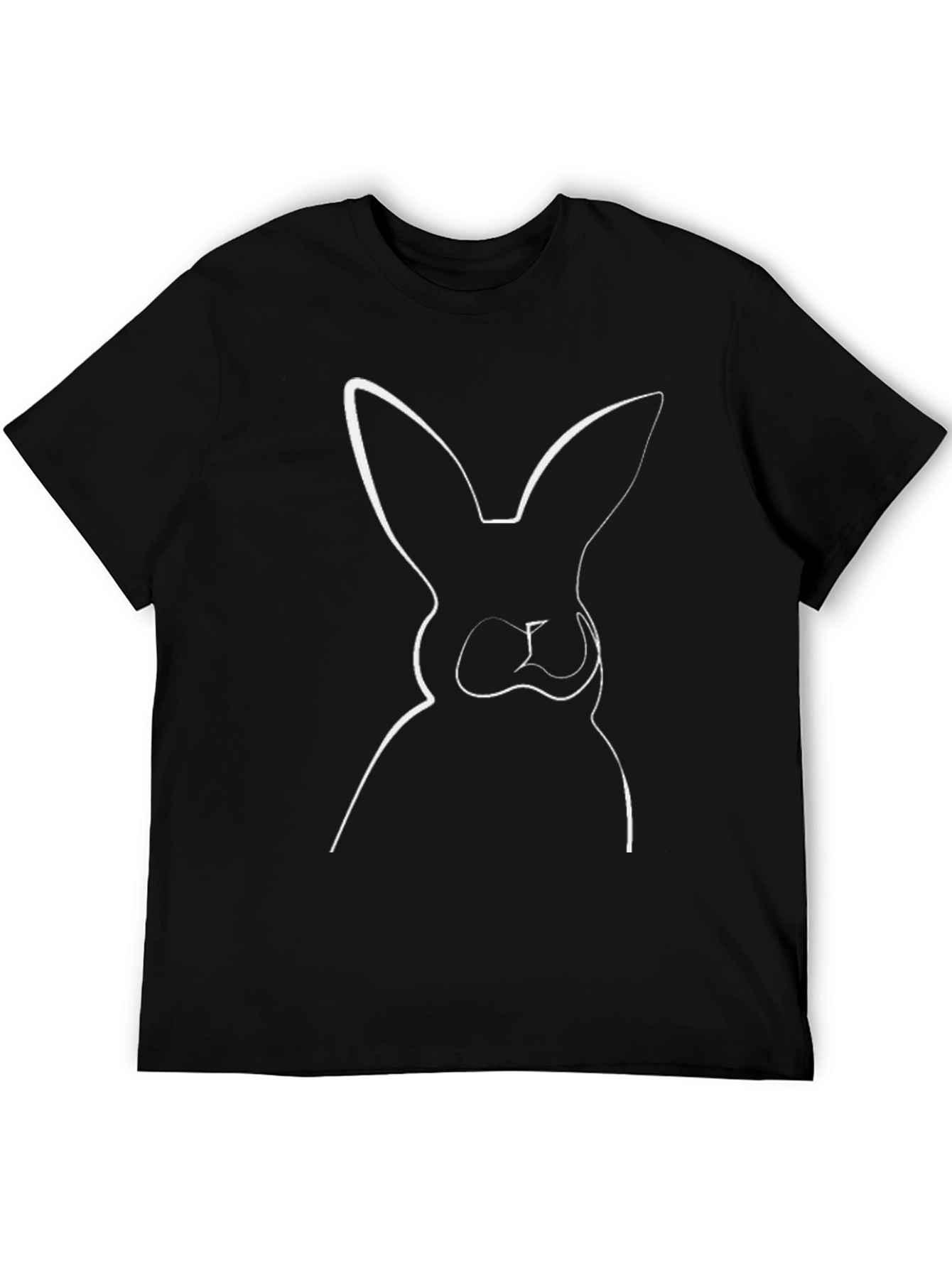 Minimalist Bunny Graphic Tee - Black Cotton Blend Shirt