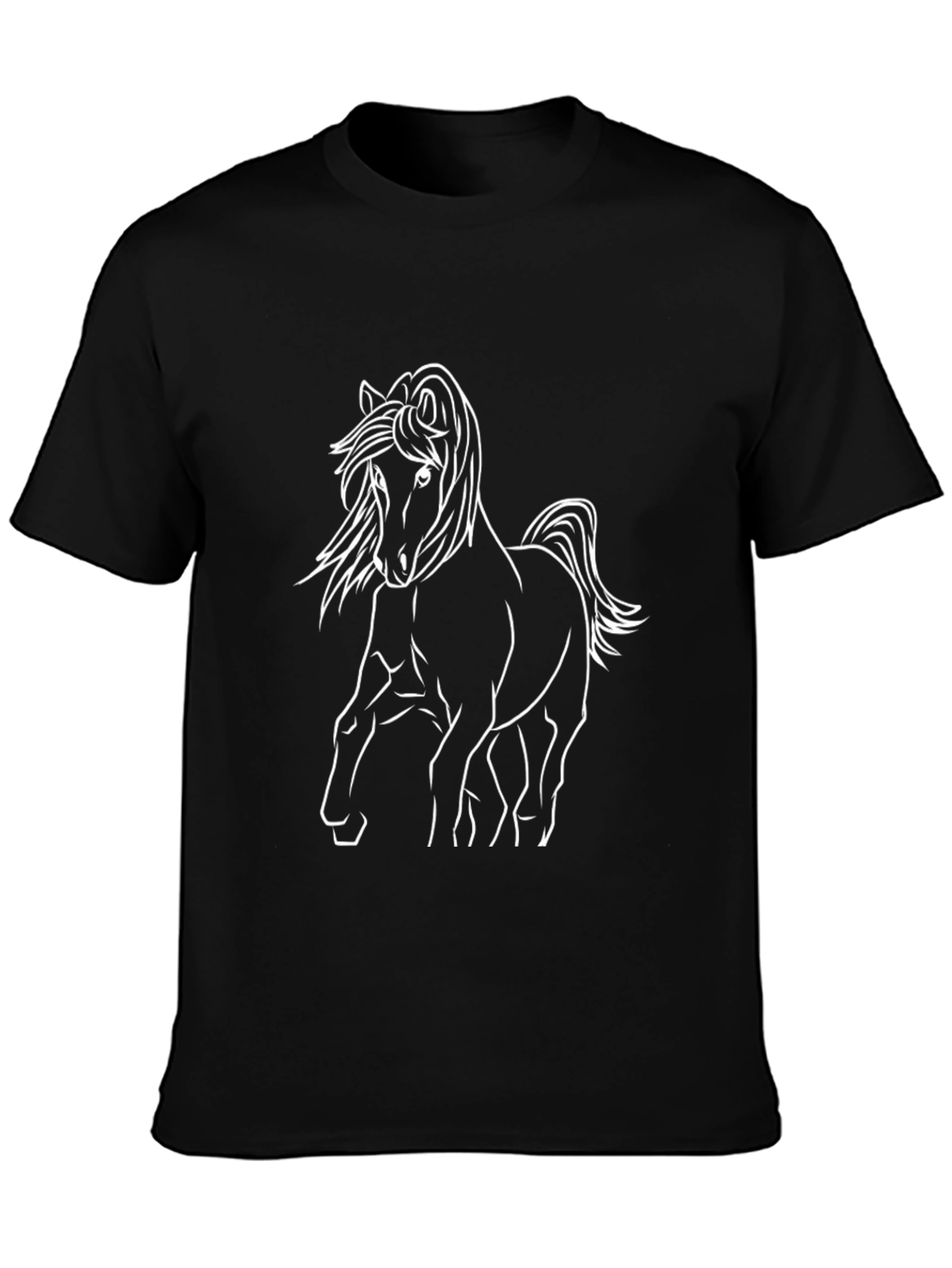 Black Horse Outline Graphic Tee - Stylish Mens Casual Wear