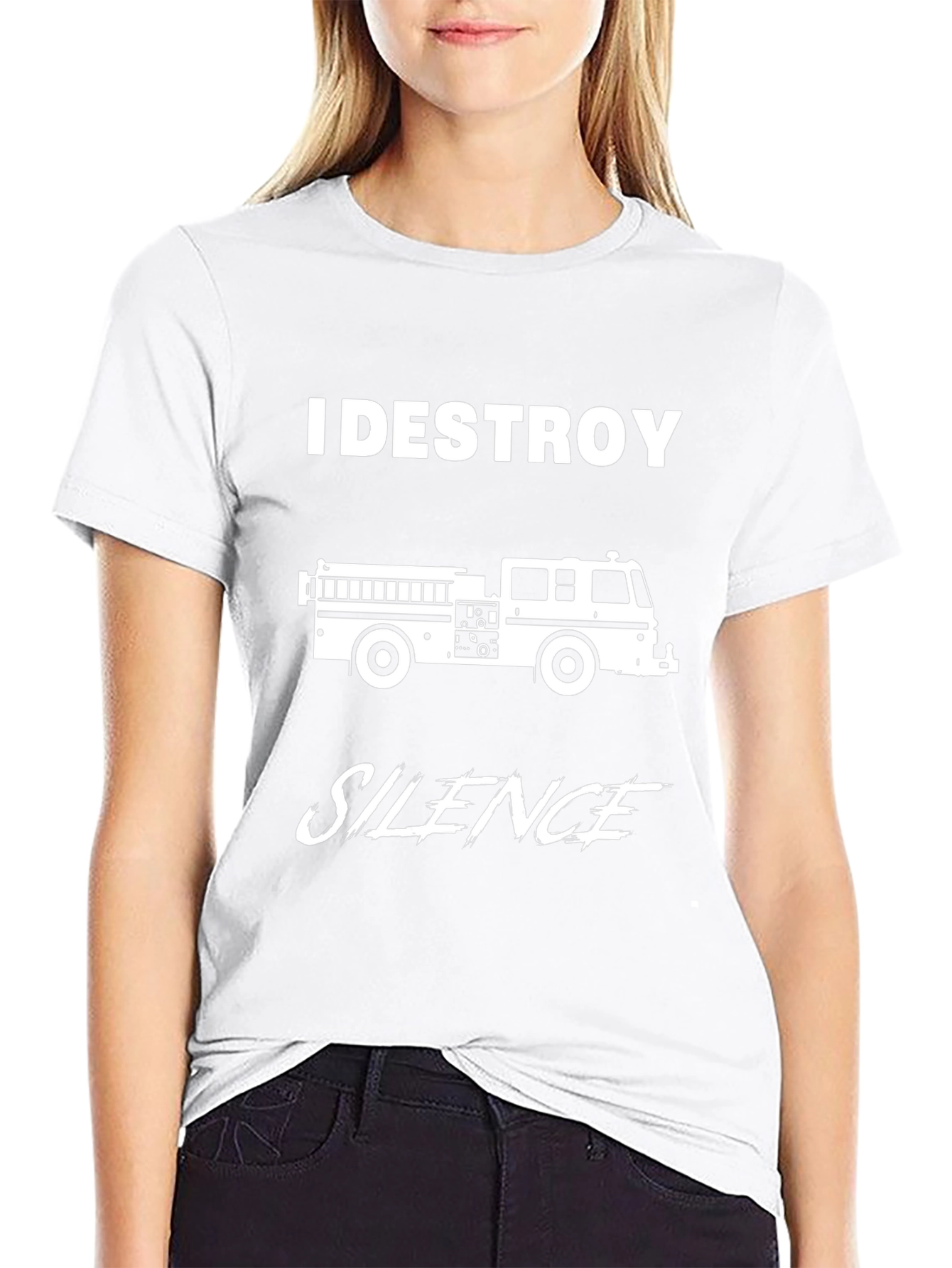 I Destroy Silence Fire Truck Graphic Tee