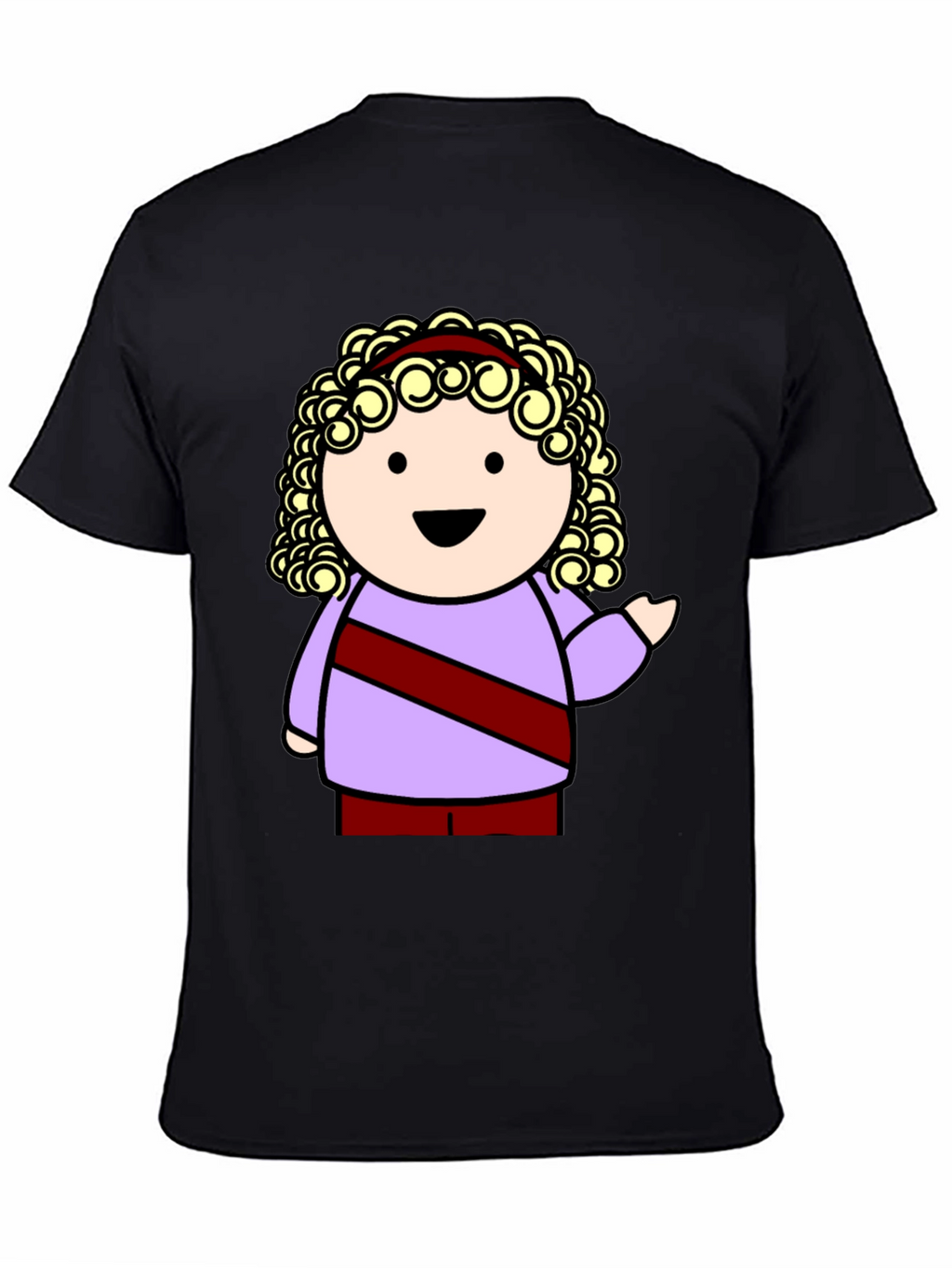 Cartoon Character Graphic Tee - Black T-Shirt