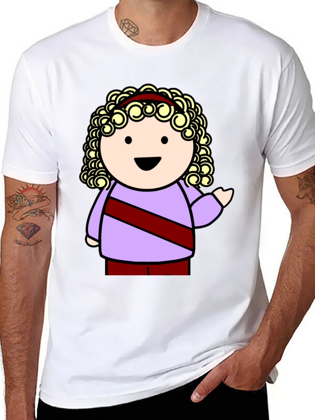 Cartoon Character Graphic Tee - Black T-Shirt