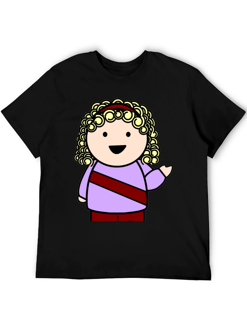 Cartoon Character Graphic Tee - Black T-Shirt