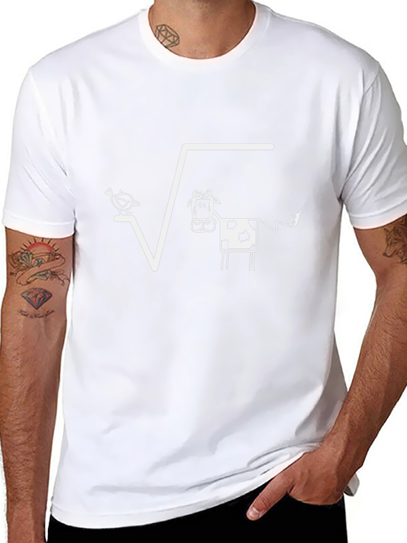 Funny Math Pun T-Shirt: Square Root of Chicken Cow!