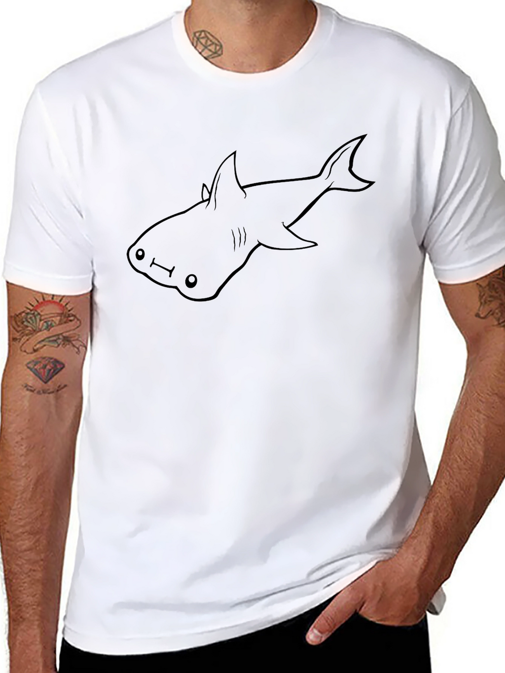 Hammerhead Shark Graphic Tee - Black Cotton T-Shirt